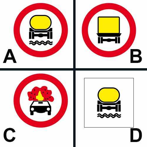 Care din următoarele indicatoare interzice accesul vehiculelor încărcate cu substanţe ce pot contamina apa: