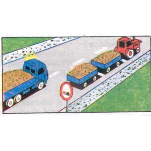 Care dintre cei doi conducători procedează neregulamentar, șoferul autocamionului, care depășește, sau tractoristul, care staționează?